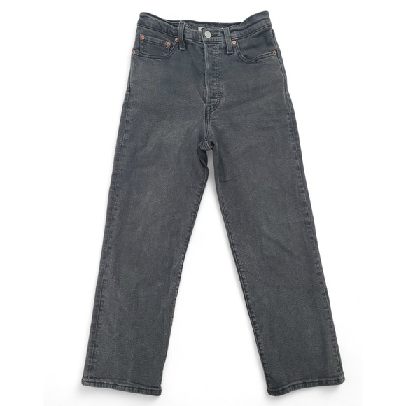 Levi's Denim - Levi's Ribcage‎ Straight Ankle Jeans W27 High Rise Black Wash Vintage Fit